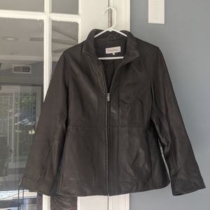 Calvin Klein Ladies Leather Dark Brown Jacket